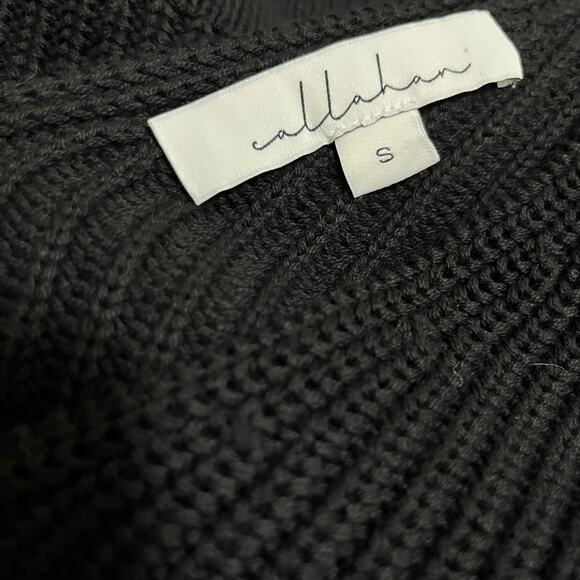 NWT Callahan Black Off Shoulder Slouchy Bell Sleeve Cotton Knit Sweater V Neck S - Picture 4 of 9